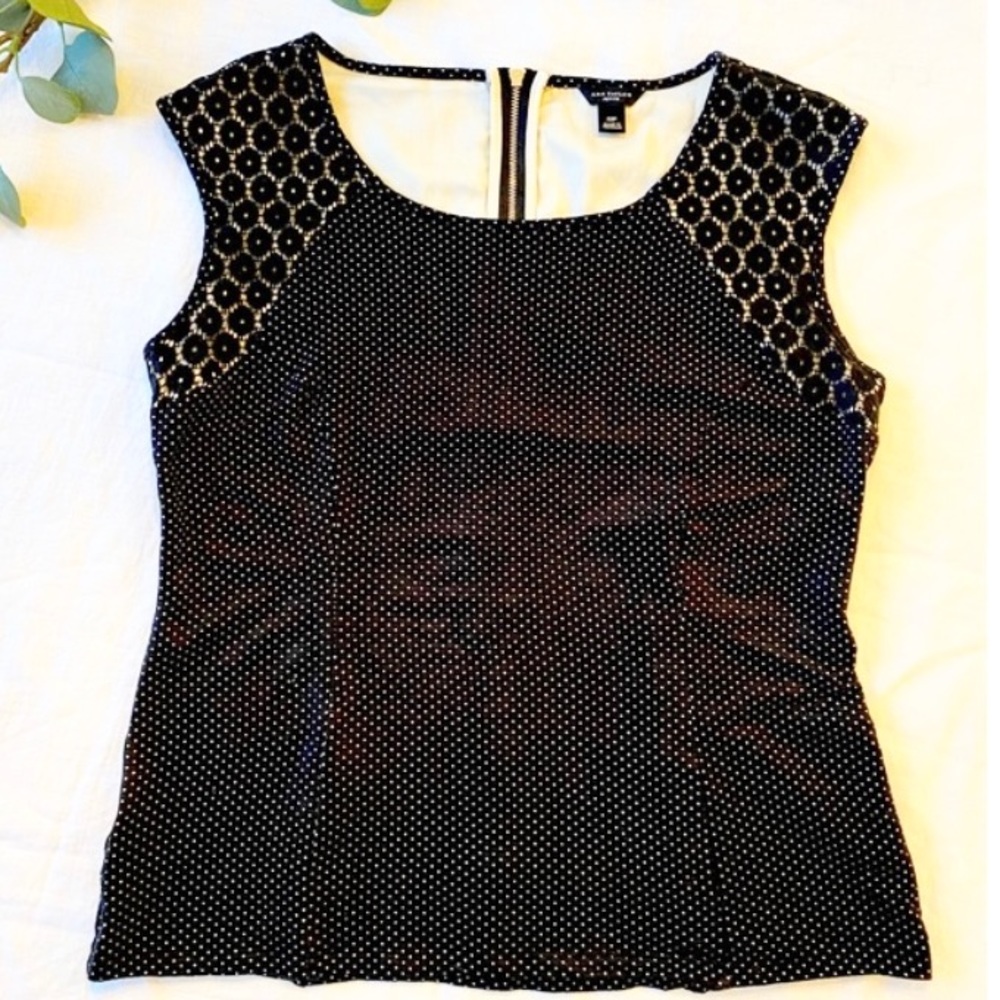 Ann Taylor Dot & Floral Sleeveless Top